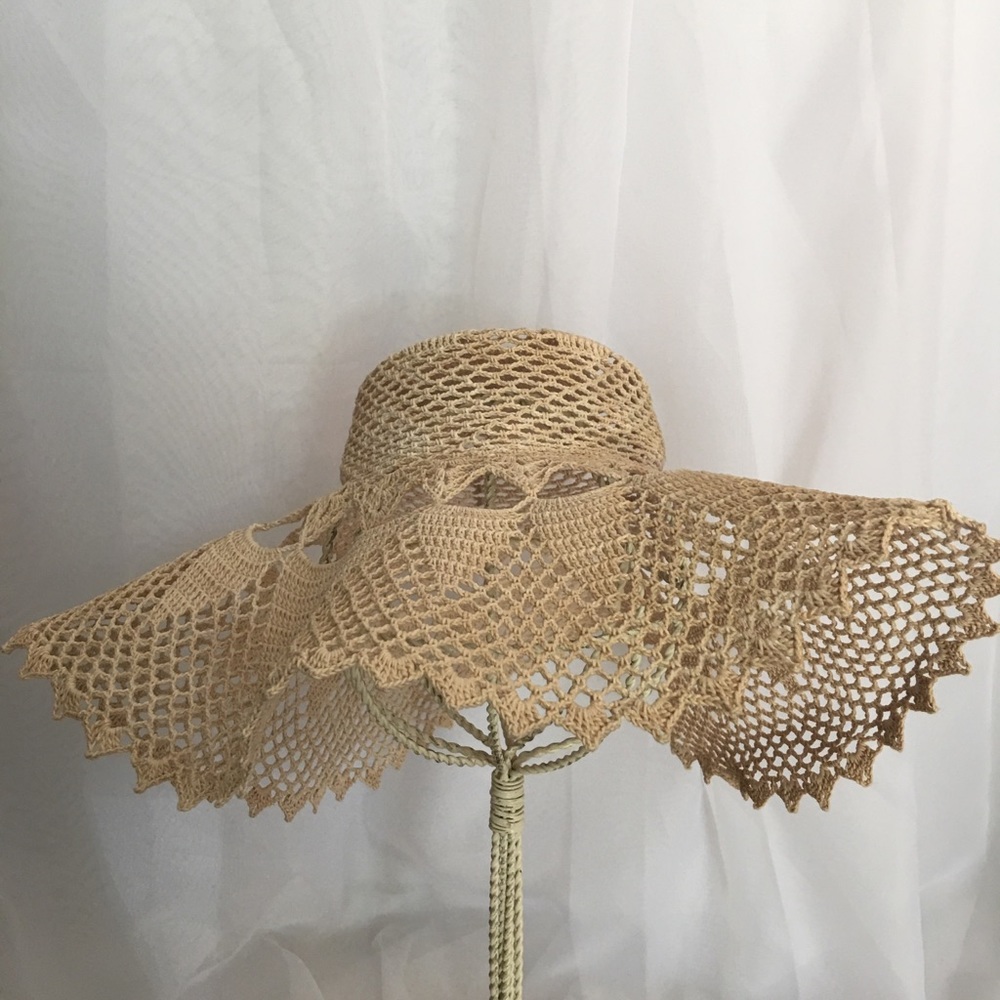 Vintage 1970s floppy ivory Sun hat Boho Festival - Picture 1 of 7